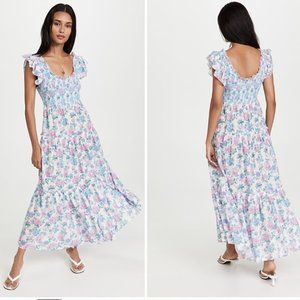 LoveShackFancy Floral Maxi Dress in Blue and Pink
